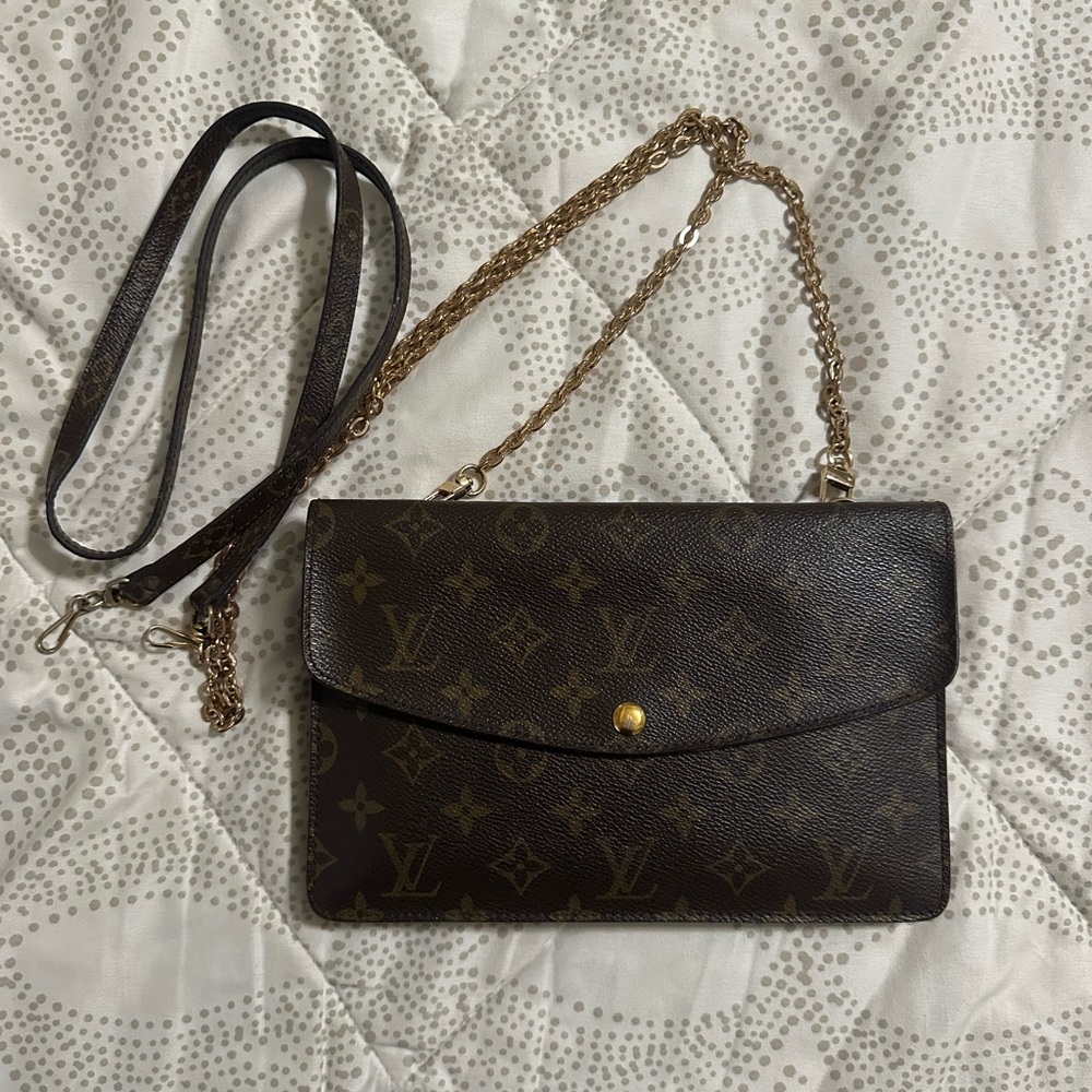 Louis Vuitton Brown Crossbody Bag with Gold Chain